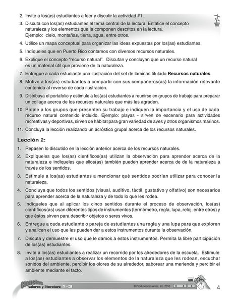 AC-L001G Manual Recomendaciones: Ciencia, valores y literatura 1-3
