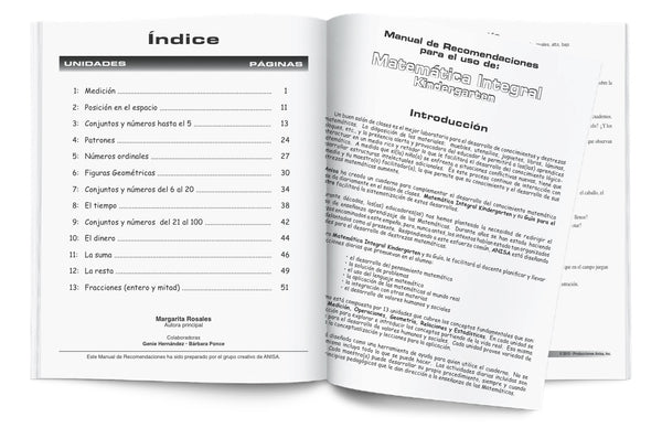 AM-L000 Matemática Integral - Kinder (Manual de recomendacione