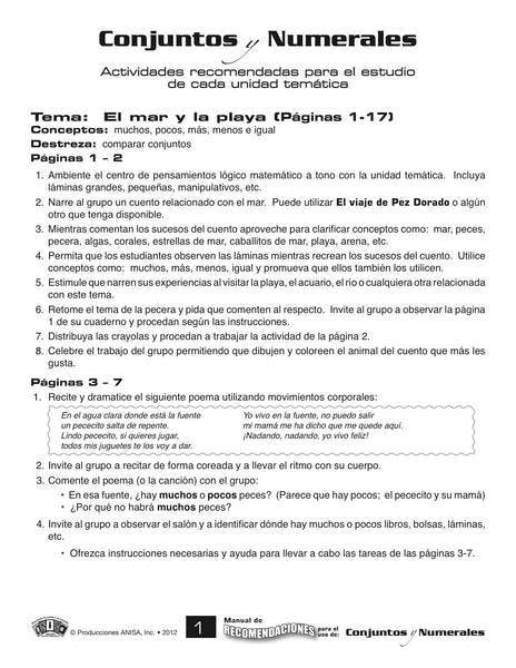 AM-L002G Conjuntos y numerales - Preescolar (Manual de recomen