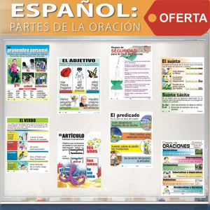 AOE-AE-C02 OFERTA - Set de 7 carteles de Español: Partes de la