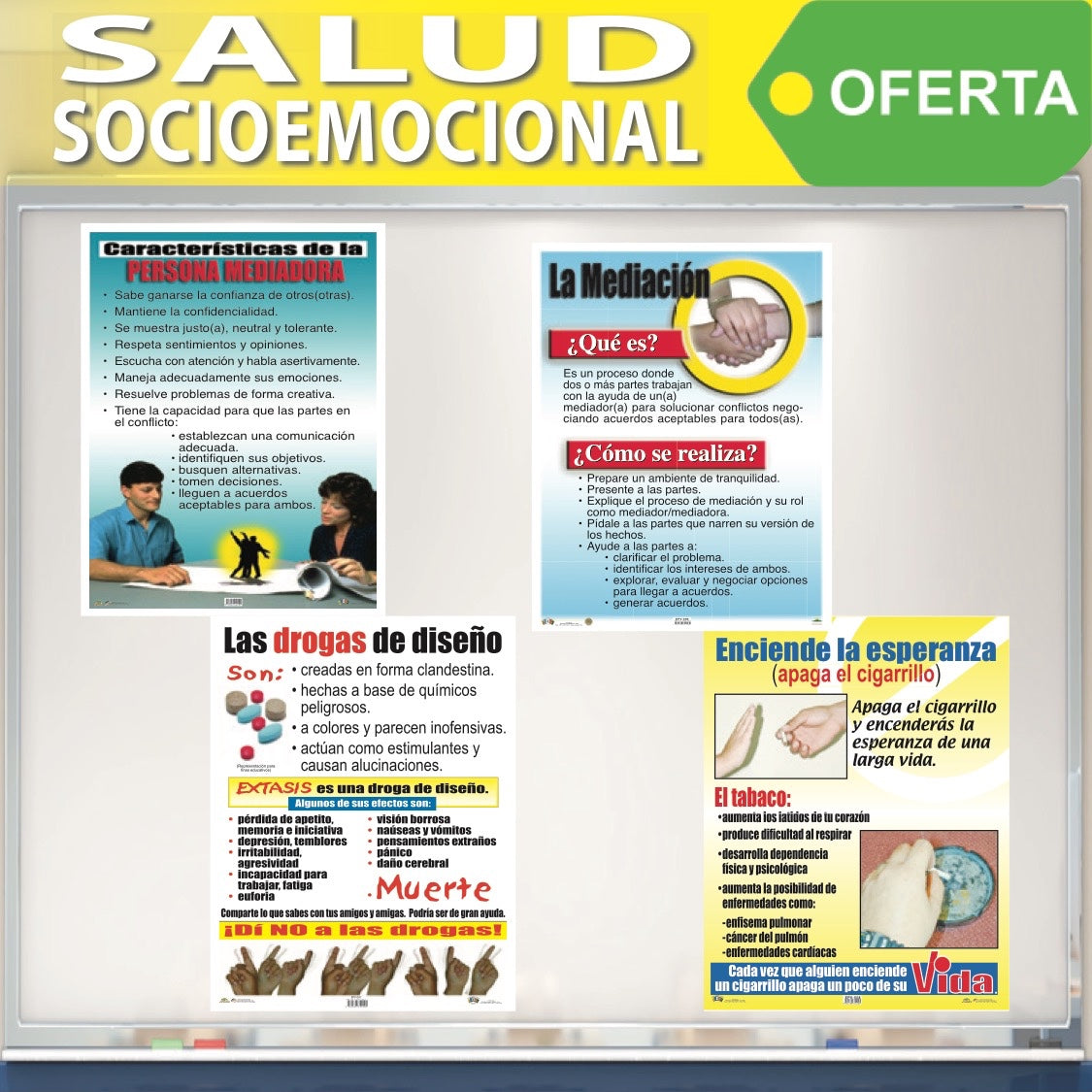 AOE-EPV01 OFERTA - Set de 4 afiches: Salud socioemocional